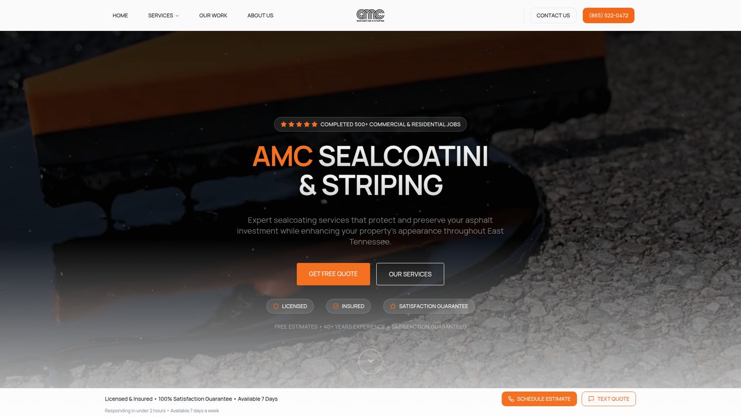 AMC Sealcoating website preview