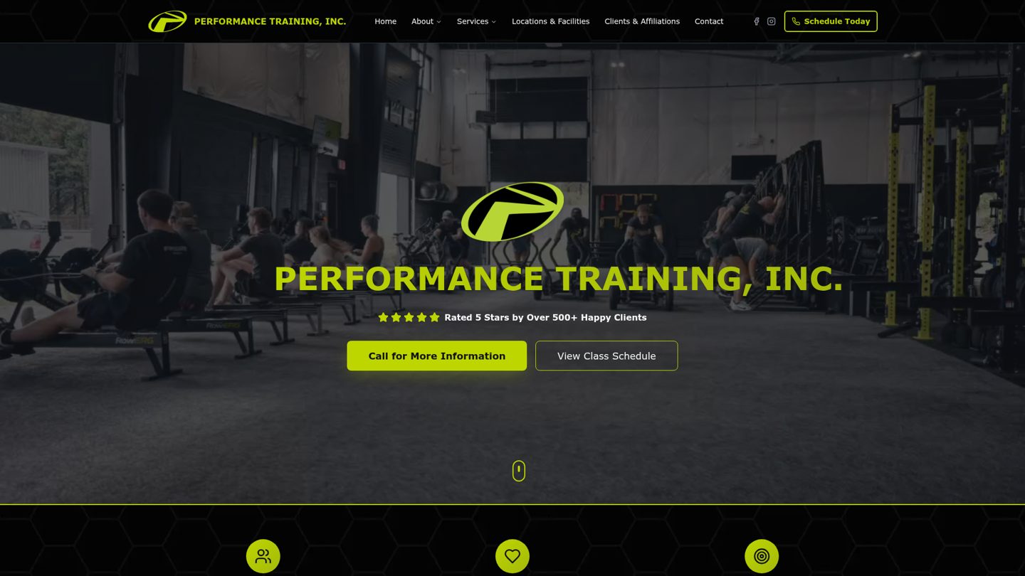 Performance Training, Inc. website preview