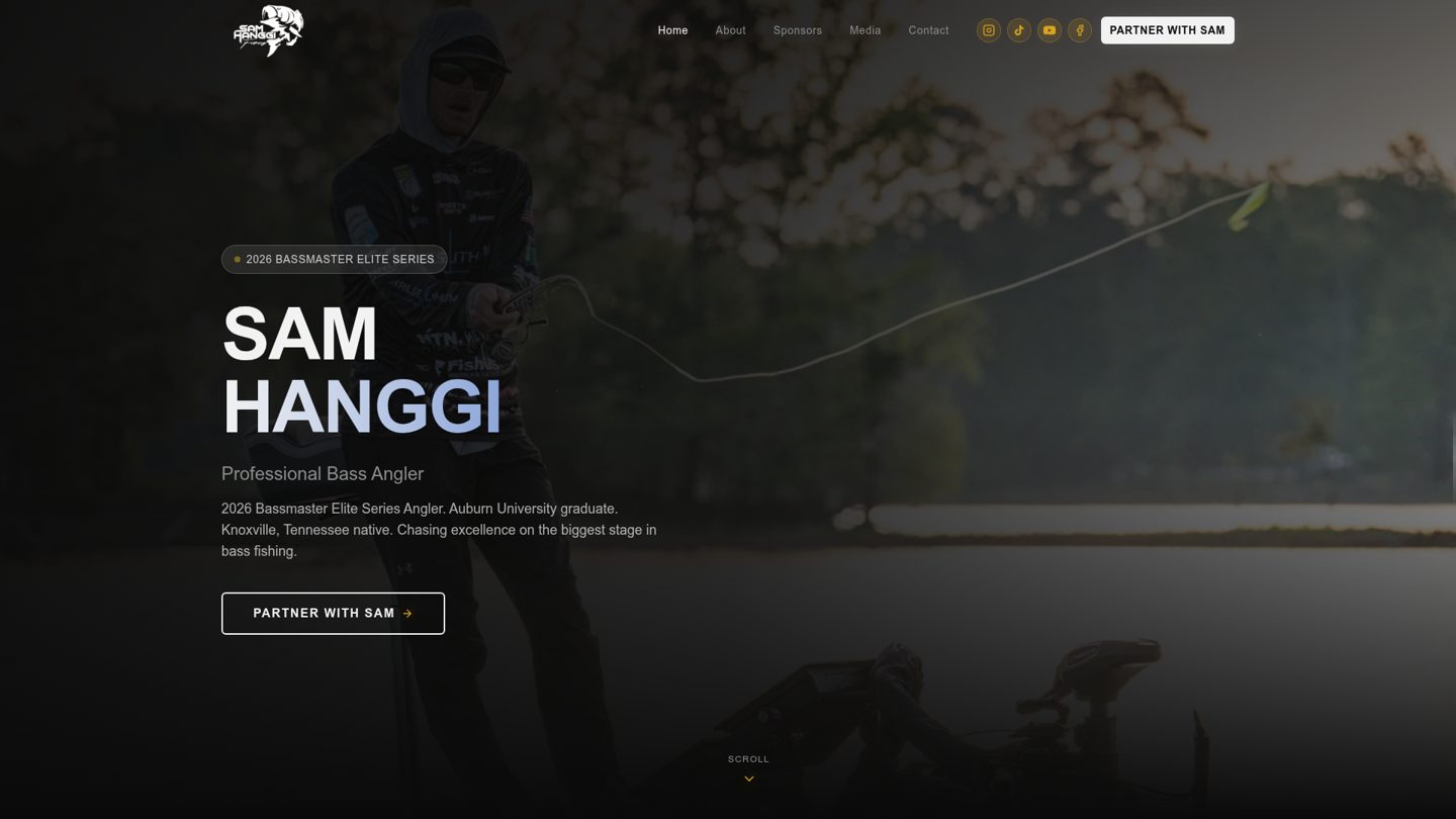 Sam Hanggi Fishing website preview