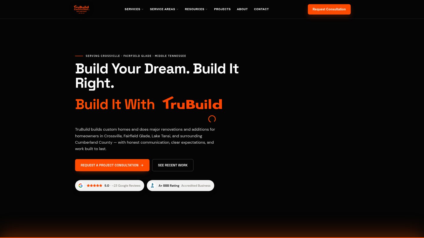 TruBuild website preview
